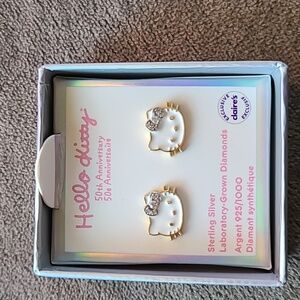 Hello kitty 50th Anniversary sterling silver diamond earrings